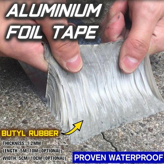 Aluminum Foil Butyl Rubber Tape Self Adhesive Waterproof Roof Pipe Marine Repair