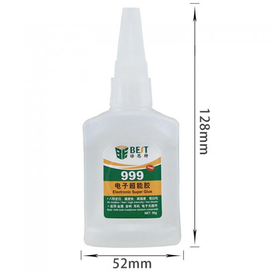 BST-999 50g Universal Super Glue for Metal Plastic Shoes Leather Ceramic Jewelry Rubber Environmental Protection Glue