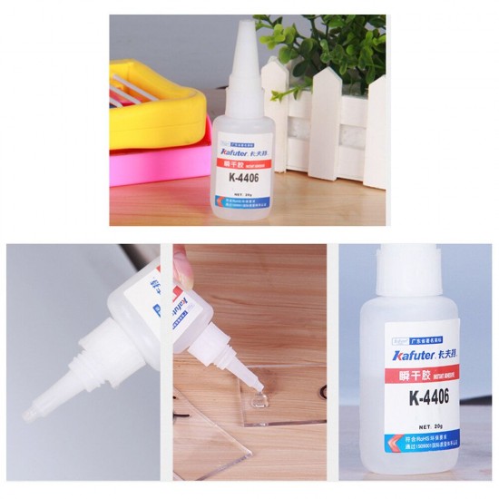 K-4406 20g Instant Strong Adhesive Quick-Drying Glue for PC ABS PVC Acrylic Plastic Glass Wood Waterproof Transparent