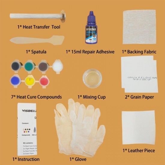 Leather Vinyl Repair Kit Glue Color Paste Car Repair Seat Clothing Boot Rrip fix Crack Cuts with 10Pcs Patch Sealers