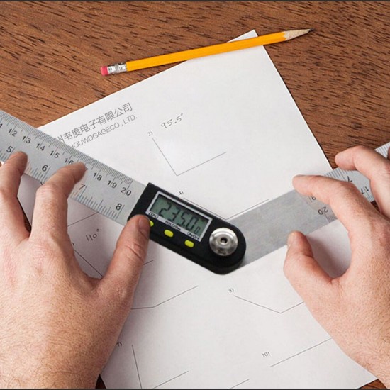 0-500mm Digital LCD Display Angle Ruler Stainless Steel Electronic Goniometer Protractor Measuring Tool with Hold and Zeroing Function