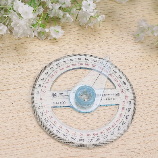 10cm Plastic 360 Degree Protractor Ruler Angle Finder Swing Arm School Office