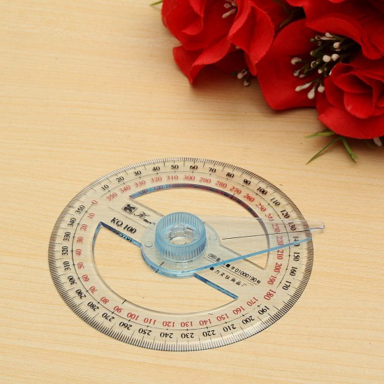 10cm Plastic 360 Degree Protractor Ruler Angle Finder Swing Arm School Office