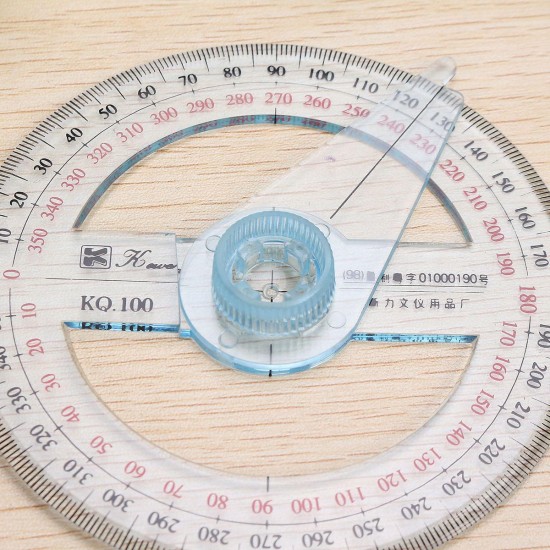 10cm Plastic 360 Degree Protractor Ruler Angle Finder Swing Arm School Office