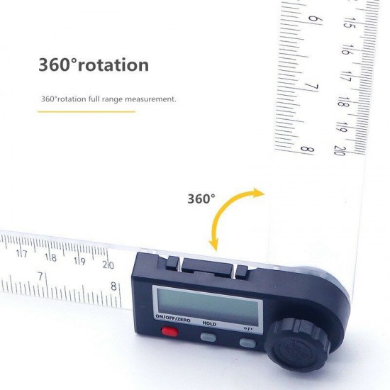 200MM 2 in 1 Electronic Digital Display Angle Ruler Protractor Inclinometer Spirit Level Caliper Plastic Transparent Body