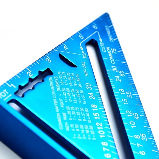 7 inch Metric Aluminum Alloy Triangle Angle Ruler Protractor Measurement Tool Blue 7 inch Metric Aluminum Alloy Triangle Angle Ruler Protractor Measurement Tool Blue
