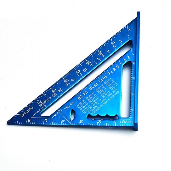 7 inch Metric Aluminum Alloy Triangle Angle Ruler Protractor Measurement Tool Blue 7 inch Metric Aluminum Alloy Triangle Angle Ruler Protractor Measurement Tool Blue