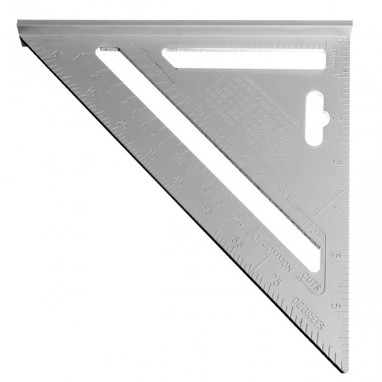 7inch Silver Aluminum Alloy Speed Square Roofing Triangle Angle Protractor Try Square Carpenter's Measuring