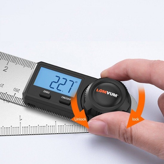 Digital Protractor Angle Ruler 400mm 360 Degree Angle Measuring Metric British System LCD Goniometer Inclinometer