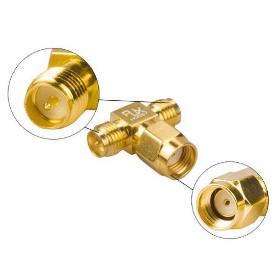 2PCS Hobby RJX2255 RPSMA Male Plug To Dual RPSMA Female T-type RF Coaxial Adapter Connector