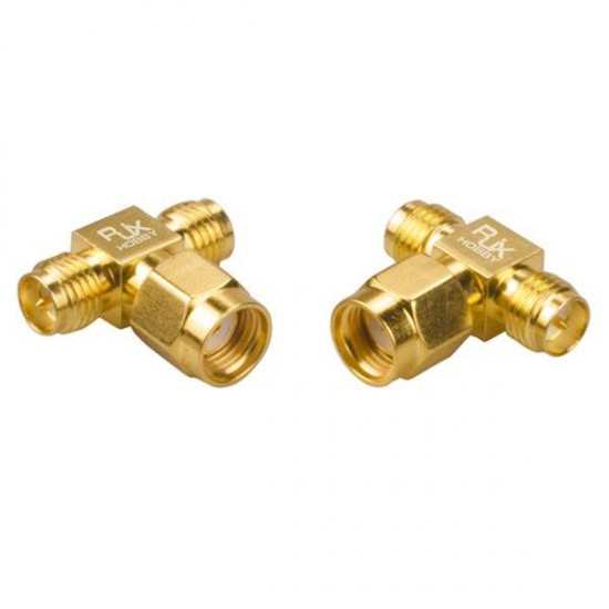 2PCS Hobby RJX2255 RPSMA Male Plug To Dual RPSMA Female T-type RF Coaxial Adapter Connector