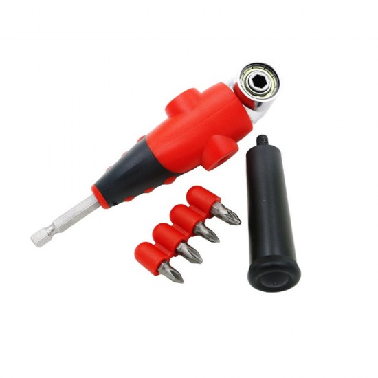 105 Degree Driver Adapter Set Adjustable Right Angle Bit with 4pcs Screwdriver Bits Combination Kit for Air Power Drill Tool