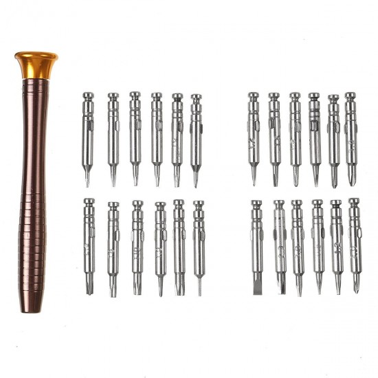 25 In 1 Multifunctional Precision Leather Case Manual Screwdriver Bit Set Computer Pad Phone Laptop Magnetic/Hand Screw