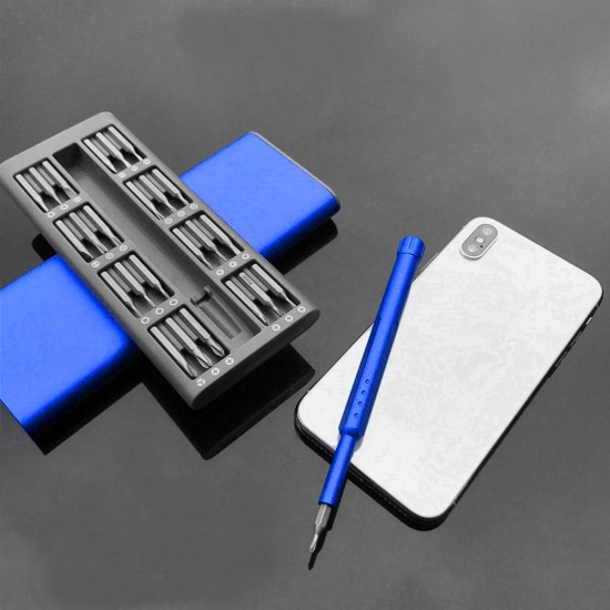 25 in 1 Multi Tool Magnetic Screwdriver Set Repair Kit with Alloy Case Blue 25 in 1 Multi Tool Magnetic Screwdriver Set Repair Kit with Alloy Case Blue