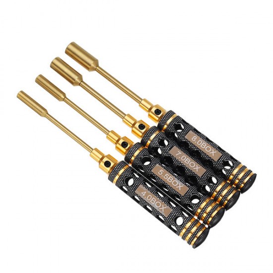 4 Pcs Titanium Alloy Sleeve Tools Long Handle Hex Screwdriver Sleeve Set 4 Pcs Titanium Alloy Sleeve Tools Long Handle Hex Screwdriver Sleeve Set