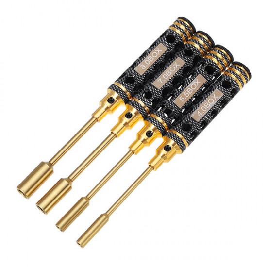 4 Pcs Titanium Alloy Sleeve Tools Long Handle Hex Screwdriver Sleeve Set 4 Pcs Titanium Alloy Sleeve Tools Long Handle Hex Screwdriver Sleeve Set