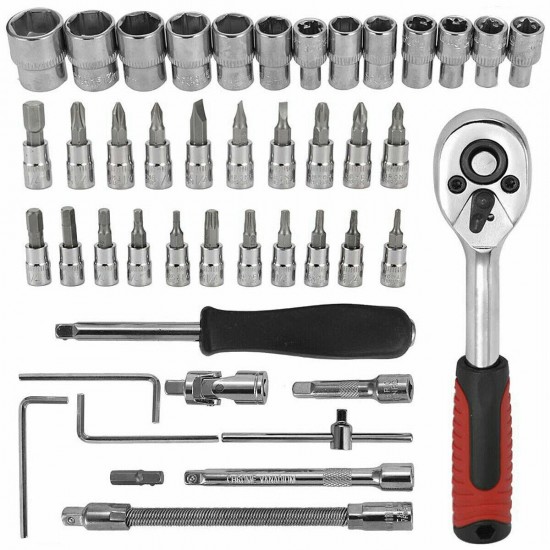 46PCS/SET Car Repair Tools Kit 1/4'' Wrench Torx Ratchet Driver Screwdrivers