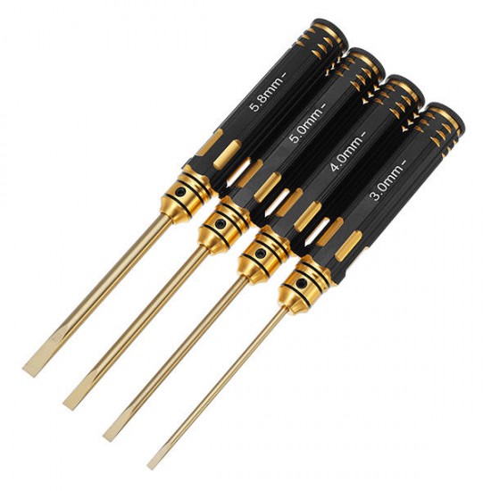 4Pcs 3.0/4.0/5.0/5.8mm Titanium Alloy Slotted Head Screwdriver for Electronic Repair 4Pcs 3.0/4.0/5.0/5.8mm Titanium Alloy Slotted Head Screwdriver for Electronic Repair