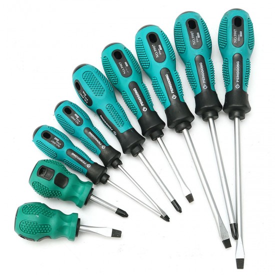 9Pcs Chrome-Vanadium Steel Slotted & Phillips Screwdriver Tool Set Magnetic Tip