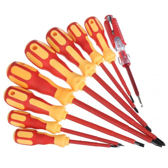 9Pcs Electricians Insulated Magnetic Screwdrivers Hand Screwdriver Tools Set Multifunctional Insulated Screw Driver