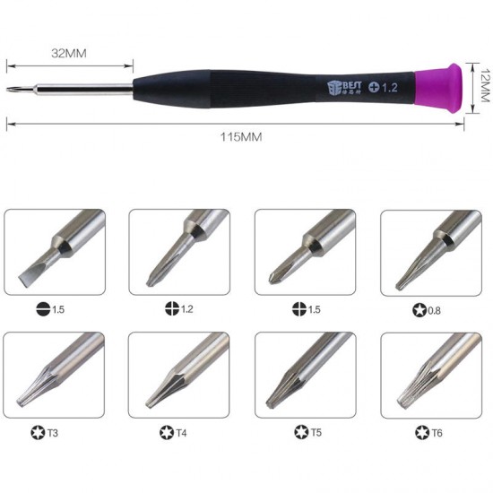 8801A 8 in 1 Magnetic Combination Screwdriver Set Straight Cross-Screwdrivers T3 T4 T5 T6