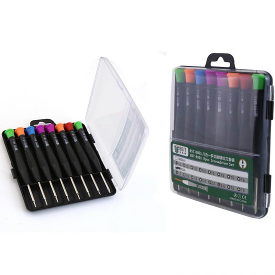 8801A 8 in 1 Magnetic Combination Screwdriver Set Straight Cross-Screwdrivers T3 T4 T5 T6
