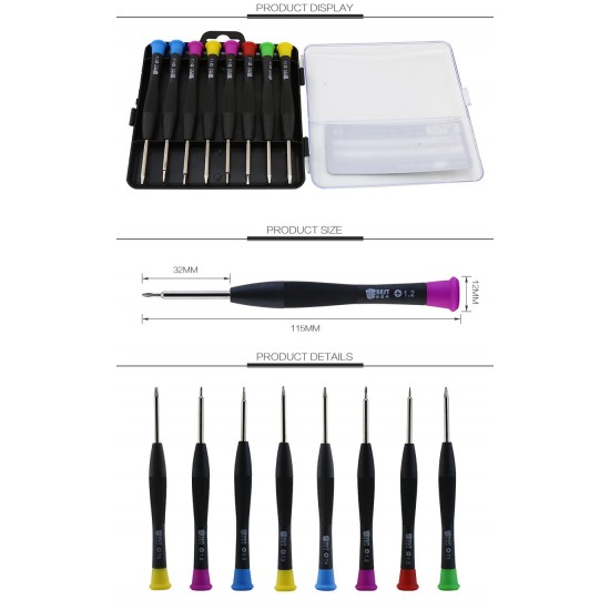 8801A 8 in 1 Magnetic Combination Screwdriver Set Straight Cross-Screwdrivers T3 T4 T5 T6