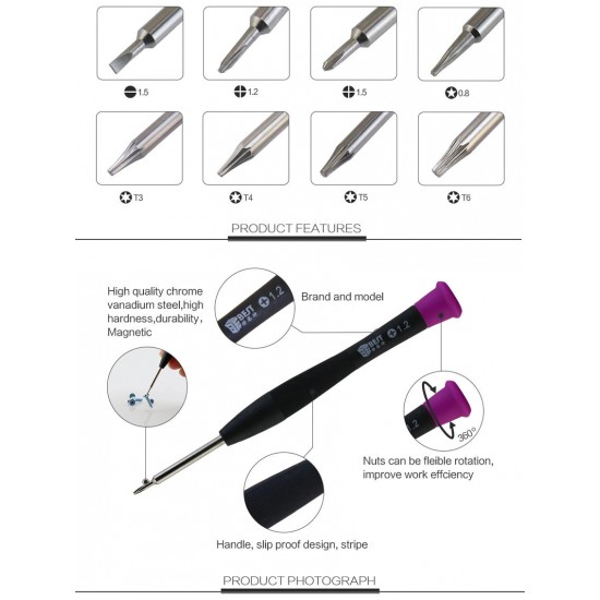 8801A 8 in 1 Magnetic Combination Screwdriver Set Straight Cross-Screwdrivers T3 T4 T5 T6 8801A 8 in 1 Magnetic Combination Screwdriver Set Straight Cross-Screwdrivers T3 T4 T5 T6