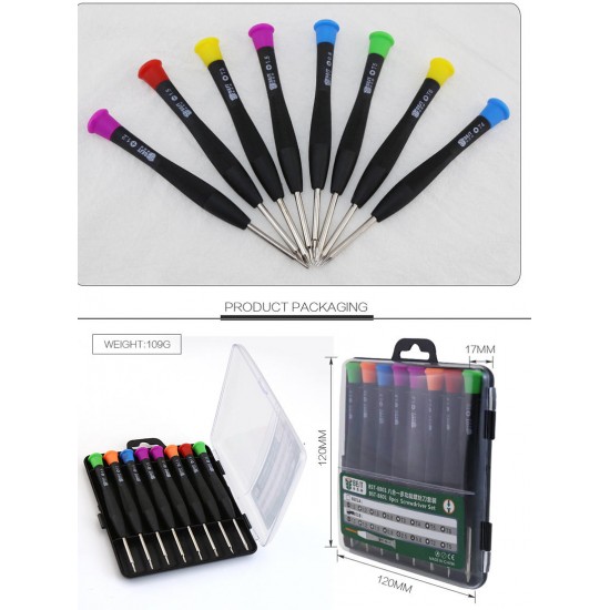 8801A 8 in 1 Magnetic Combination Screwdriver Set Straight Cross-Screwdrivers T3 T4 T5 T6 8801A 8 in 1 Magnetic Combination Screwdriver Set Straight Cross-Screwdrivers T3 T4 T5 T6