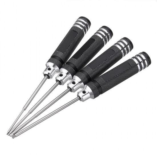 4pcs H1.5/2.0/2.5/3.0mm HSS Ball Screwdrivers Tool Kit Black Repair Tool Set