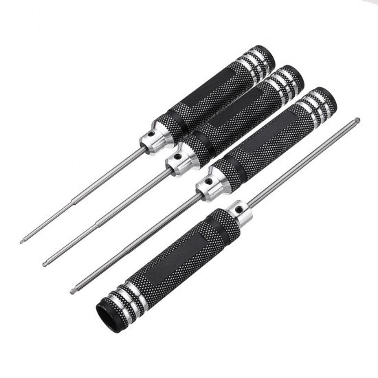 4pcs H1.5/2.0/2.5/3.0mm HSS Ball Screwdrivers Tool Kit Black Repair Tool Set