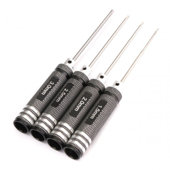4pcs Hex Screwdriver Tool Kit 1.5/2.0/2.5/3.0mm Black Repair Tool Set