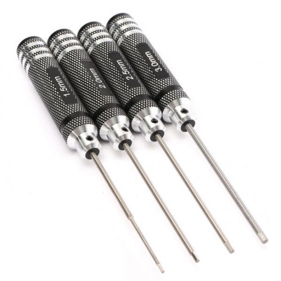 4pcs Hex Screwdriver Tool Kit 1.5/2.0/2.5/3.0mm Black Repair Tool Set