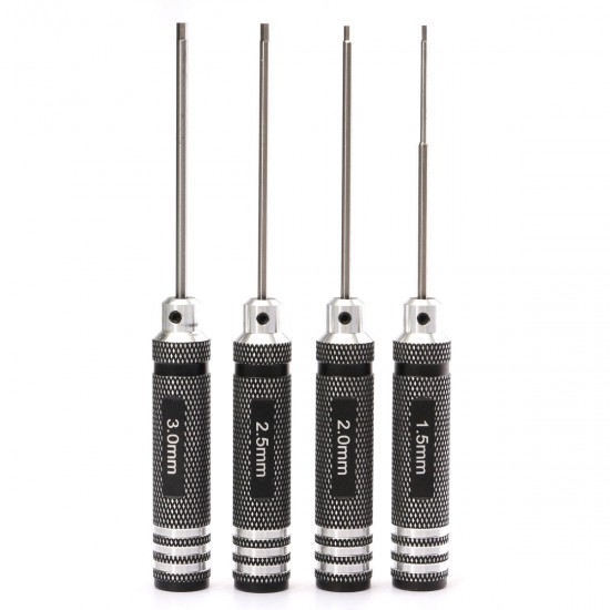 4pcs Hex Screwdriver Tool Kit 1.5/2.0/2.5/3.0mm Black Repair Tool Set