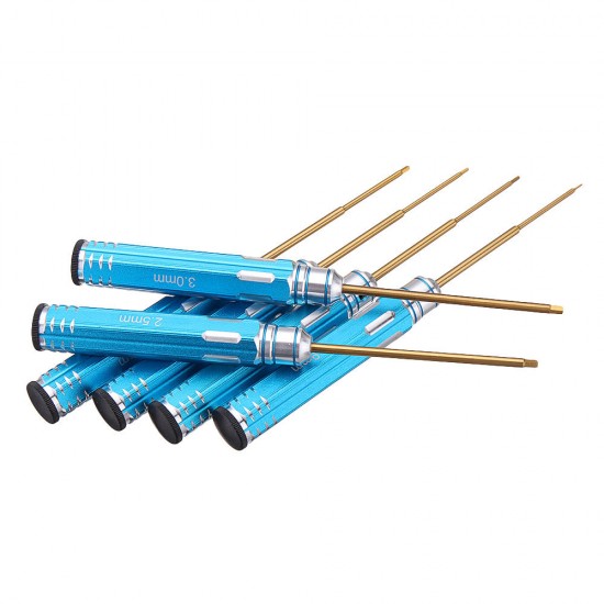 6pcs 0.9/1.3/1.5/2/2.5/3mm Allen Driver HSS Titanium Coated Screwdrivers Repair Tool Kit