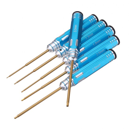 6pcs 0.9/1.3/1.5/2/2.5/3mm Allen Driver HSS Titanium Coated Screwdrivers Repair Tool Kit