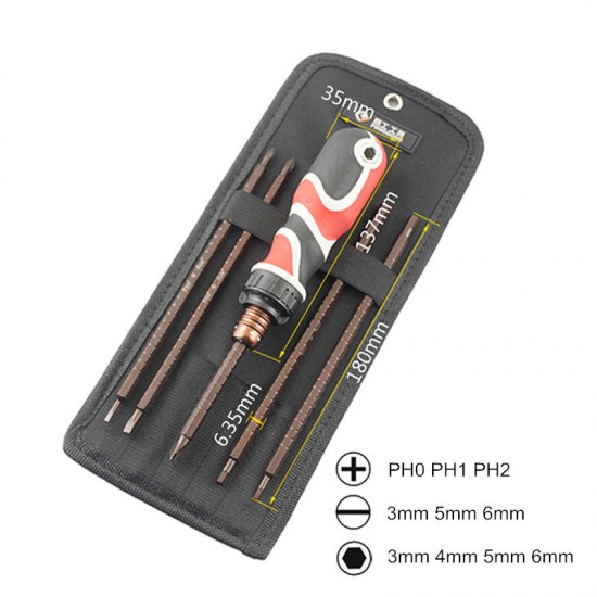 PG0635 6Pcs Screwdriver Set S2 Alloy Phillips/Hex Flex Ratchet Screwdriver Adjustable Telescopic Multifunctional Hand Tools