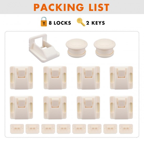 21Pcs 8+2 Magnetic Baby Pet Proof Cupboard Cabinet Lock Child Drawer Safety Lock Set