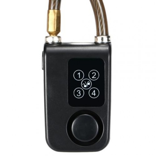 4 Digital Password 120cm Black Wire Rope Smart Lock Anti Theft Alarm Keyless Lock