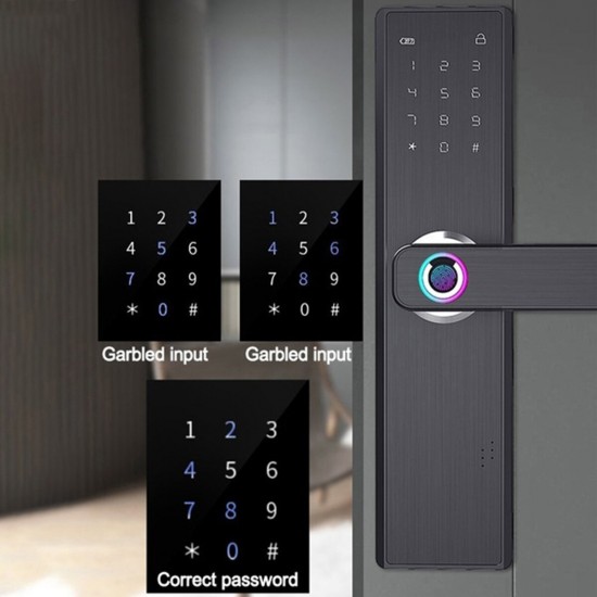 4 in 1 Smart Door Lock Keyless Security Fingerprint & Password Door Lock