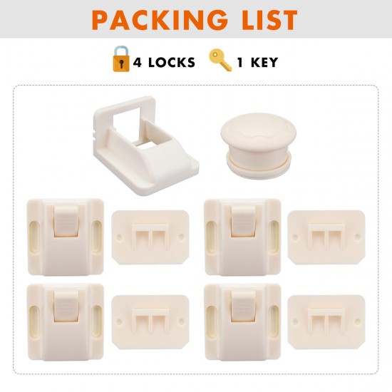 4Pcs/set Baby Safety Magnetic Cabinet Locks Adhesive Lock Set with Key