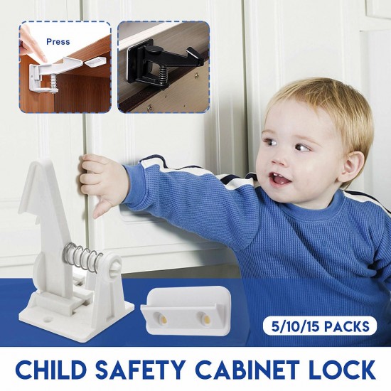 5/10/15Pcs No Drilling Cabinet Door Lock Child Safety Keys Lock Adhesive Locking