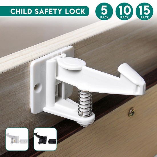 5/10/15Pcs No Drilling Cabinet Door Lock Child Safety Keys Lock Adhesive Locking