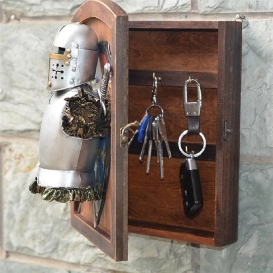 BH100 Creative Retro Vintage Knight Wall-mounted Key Card Lock Box Storage Box Home decoration Safe Box