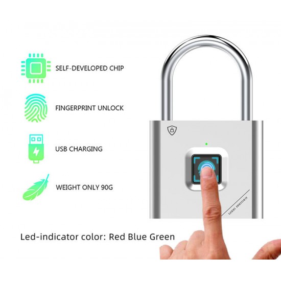 Smart Fingerprint Padlock Dustproof And Waterproof USB Charging 90g Longstandby Fingerprint Unlock Smart Fingerprint Padlock Dustproof And Waterproof USB Charging 90g Longstandby Fingerprint Unlock