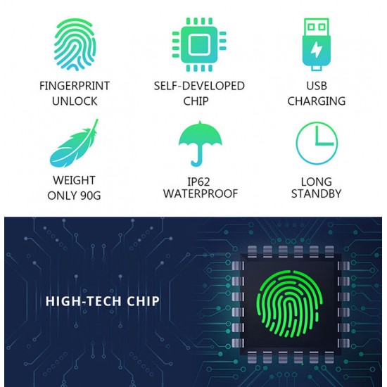 Smart Fingerprint Padlock Dustproof And Waterproof USB Charging 90g Longstandby Fingerprint Unlock