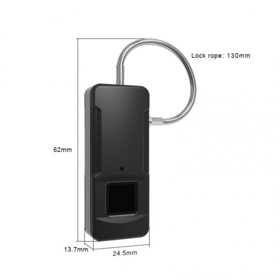 FL-P4 Pearl Black/Silver Ip65 Outdoor Waterproof Plastic Fingerprint Lock Biometric Padlock Portable Outdoor PodLock - Your Finger is Key