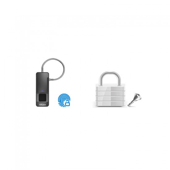 FL-P4 Pearl Black/Silver Ip65 Outdoor Waterproof Plastic Fingerprint Lock Biometric Padlock Portable Outdoor PodLock - Your Finger is Key