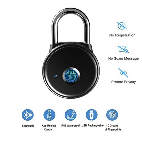 Intelligent Bluetooth Fingerprint Padlock Electronic Lock Travel Luggage Smart Anti-theft Lock