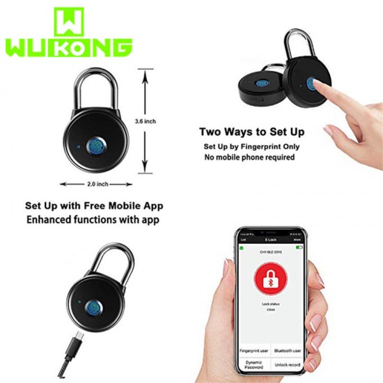 Intelligent Bluetooth Fingerprint Padlock Electronic Lock Travel Luggage Smart Anti-theft Lock